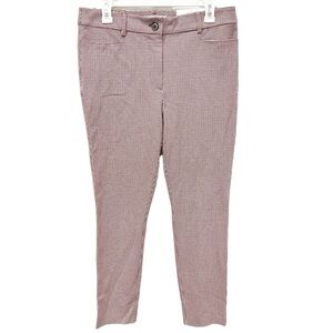 Loft Pants Women's 8 Maroon Houndstooth Sutton Skinny Pants NWT